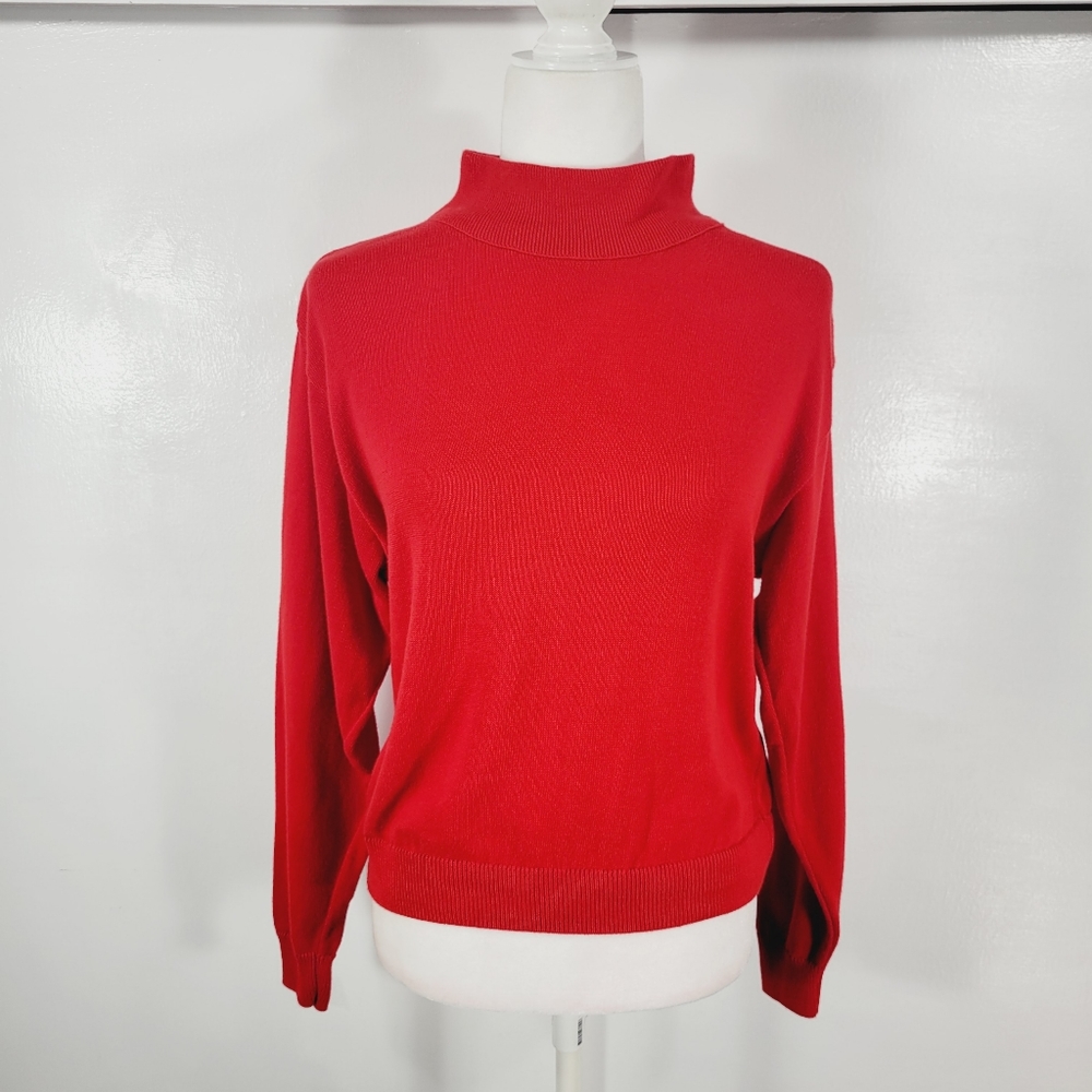 Vintage 90's Pendleton Red Turtleneck Sweater, Medium, 100% Cotton, USA Made